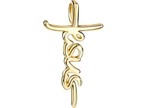 4068222313069 - Ketten-Anhänger FIRETTI Schmuck Geschenk Gold 333 Halsschmuck Anhänger Kreuz Jesus Schriftzug Schmuckanhänger Gr Gelbgold 333 054 g gelb (gelbgoldfarben) Damen Anhänger Made in Germany