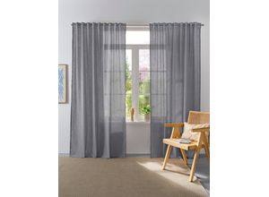 4068222337270 - Vorhang Linsdorf Gr 1 grau B140cm H160cm Polyester HOME AFFAIRE COLLECTION Gardinen Leinenstruktur halbtransparent