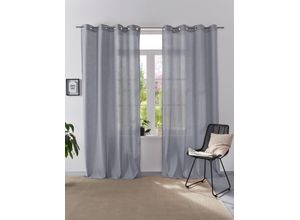 4068222337393 - Vorhang Linsdorf Gr 1 grau B140cm H160cm Polyester HOME AFFAIRE COLLECTION Gardinen Leinenstruktur halbtransparent