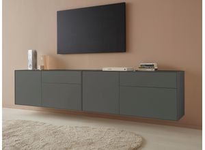 4068222387367 - Lowboard LEGER HOME BY LENA GERCKE Essentials Sideboards Gr B H T 254 cm x 56 cm x 42 cm 4 grau (anthrazit) Lowboards Breite 254cm MDF lackiert Push-to-open-Funktion