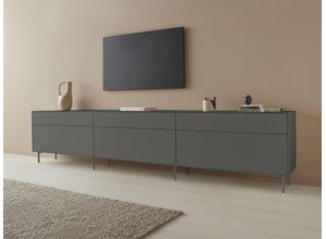 4068222387527 - Lowboard LEGER HOME BY LENA GERCKE Essentials Sideboards Gr B H T 336 cm x 72 cm x 42 cm 6 grau (anthrazit) Lowboards Breite 336cm MDF lackiert Push-to-open-Funktion