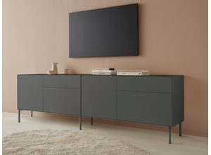 4068222387886 - Lowboard LEGER HOME BY LENA GERCKE Essentials Sideboards Gr B H T 254 cm x 72 cm x 42 cm 4 grau (anthrazit) Lowboards Breite 254cm MDF lackiert Push-to-open-Funktion