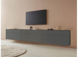 4068222387909 - Lowboard LEGER HOME BY LENA GERCKE Essentials Sideboards Gr B H T 336 cm x 56 cm x 42 cm 6 grau (anthrazit) Lowboards Breite 336cm MDF lackiert Push-to-open-Funktion