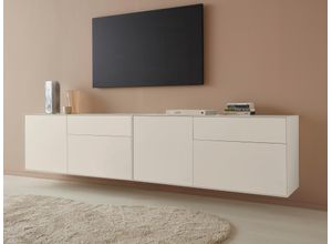 4068222387954 - Lowboard LEGER HOME BY LENA GERCKE Essentials Sideboards Gr B H T 254 cm x 56 cm x 42 cm 4 grau (warmgrau) Lowboards Breite 254cm MDF lackiert Push-to-open-Funktion