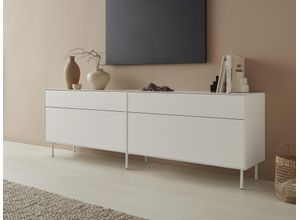 4068222388289 - Lowboard LEGER HOME BY LENA GERCKE Essentials Sideboards Gr B H T 224 cm x 72 cm x 42 cm 4 weiß (warmweiß) Lowboards Breite 224cm MDF lackiert Push-to-open-Funktion