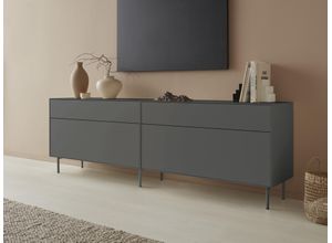 4068222388319 - Lowboard LEGER HOME BY LENA GERCKE Essentials Sideboards Gr B H T 224 cm x 72 cm x 42 cm 4 grau (anthrazit) Lowboards Breite 224cm MDF lackiert Push-to-open-Funktion