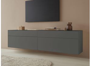 4068222388449 - Lowboard LEGER HOME BY LENA GERCKE Essentials Sideboards Gr B H T 224 cm x 56 cm x 42 cm 4 grau (anthrazit) Lowboards Breite 224cm MDF lackiert Push-to-open-Funktion