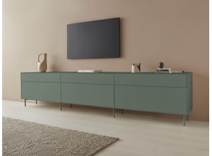 4068222388821 - Lowboard LEGER HOME BY LENA GERCKE Essentials Sideboards Gr B H T 336 cm x 72 cm x 42 cm 6 grün (moosgrün) Lowboards Breite 336cm MDF lackiert Push-to-open-Funktion