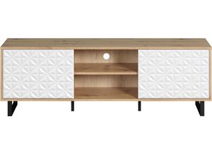 4068222395331 - Lowboard INOSIGN Venedig Sideboards Gr B H T 154 cm x 52 cm x 40 cm weiß (weiß mit eiche) Lowboards Kommode fühlbarer Einfräsung in Weiß matt - Mit Soft-Close