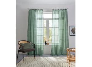 4068222400677 - Gardine BRUNO BANANI Linus Gr 1 grün (olive) B130cm H145cm Polyester Gardinen 1 Schal eingewebte Querstreifen verschiedene Größen