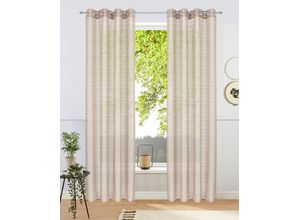 4068222400721 - Gardine BRUNO BANANI Linus Gr 2 grau (taupe) B130cm H175cm Polyester Gardinen 1 Schal eingewebte Querstreifen