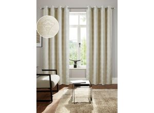 4068222400806 - Verdunkelungsvorhang BRUNO BANANI Alessio Gardinen Gr 145cm Ösen 130cm beige Elegantes Muster Jacquard verdunkelnder Vorhang blickdicht modern