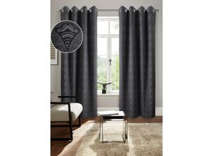 4068222400851 - Verdunkelungsvorhang BRUNO BANANI Alessio Gr 2 grau (anthrazit) B130cm H175cm Polyester Gardinen Elegantes Muster Jacquard verdunkelnder Vorhang blickdicht modern