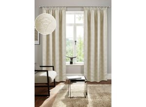 4068222400899 - Verdunkelungsvorhang BRUNO BANANI Alessio Gr 1 beige B130cm H145cm Polyester Gardinen Elegantes Muster Jacquard verdunkelnder Vorhang blickdichtmodern