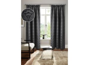 4068222400936 - Verdunkelungsvorhang BRUNO BANANI Alessio Gr 1 grau (anthrazit) B130cm H145cm Polyester Gardinen Elegantes Muster Jacquard verdunkelnder Vorhang blickdichtmodern