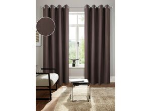 4068222401254 - Vorhang BRUNO BANANI Lagan Gr 1 braun B140cm H145cm Polyester Polyester Gardinen 2-er Set gewebt Microfaser versch Größen einfarbig Bestseller