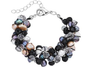 4068222435112 - Perlenarmband FIRETTI Schmuck Geschenk Armschmuck Armband Armkette Armbänder Gr Metall-Te x til-Perlen bunt (silberfarben braun kristallweiß schwarz weiß apricot dunkelgrau schwarz) Damen Perlenarmbänder mit Kristallstein - Süßwasserzuchtperle