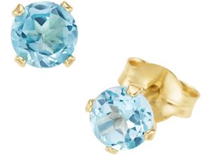 4068222435471 - Paar Ohrstecker FIRETTI Schmuck Geschenk Gold 375 Ohrschmuck Ohrringe Edelstein Krappenfassung Gr Gelbgold 375 goldfarben (gelbgoldfarben blau blau) Damen mit Blautopas Citrin oder Peridot