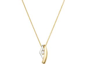 4068222435532 - Kette mit Anhänger FIRETTI Schmuck Geschenk Gold 375 Halsschmuck Goldkette bicolor Halsketten Gr Gelbgold 375 Länge 45 cm Breite 09 mm gelb (gelbgoldfarben weißgoldfarben kristallweiß) Damen Ketten mit Anhänger Zirkonia (synth)