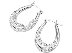 4068222435693 - Paar Creolen FIRETTI Schmuck Geschenk Silber 925 Ohrschmuck Ohrringe schungvoller Glitzer Gr Silber 925 (Sterlingsilber) silberfarben (silberfarben kristallweiß kristallweiß) Damen mit Kristallstein