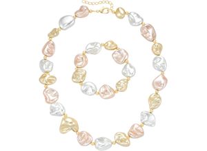 4068222456308 - Ketten und Armband Set FIRETTI Multipack Schmuck Geschenk Perlenarmband Perlenkette barock Kügelchen Schmuck-Sets bunt (gelbgoldfarben weiß apricot gelb) Damen Brautschmuck