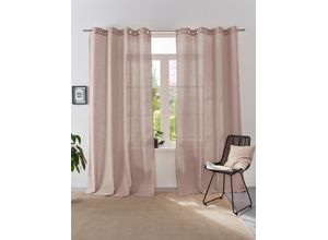 4068222481829 - Vorhang Linsdorf Gr 1 grau (taupe) B140cm H160cm Polyester HOME AFFAIRE COLLECTION Gardinen Leinenstruktur halbtransparent