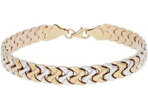 4068222540663 - Armband FIRETTI Schmuck Geschenk Gold 375 Armschmuck Armkette Bicolor ca 8 mm breit Armbänder Gr 19 Gelbgold 375 goldfarben (gelbgoldfarben weißgoldfarben) Firetti