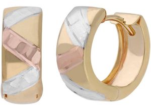 4068222540670 - Paar Creolen FIRETTI Schmuck Geschenk Gold 375 Ohrschmuck Ohrringe tricolor Gr Gelbgold 375 rosegold (gelbgoldfarben weißgoldfarben roségoldfarben) Damen