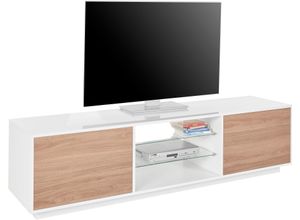 4068222555216 - TV-Board INOSIGN bloom Sideboards Gr B H T 180 cm x 46 cm x 414 cm weiß (weißhg nuß car) TV-Lowboards