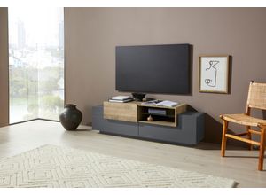 4068222555483 - Lowboard INOSIGN CoroLowboardTV-KommodeTV-MöbelTV-Bank Sideboards Gr B H T 160 cm x 51 cm x 45 cm braun (anthrazit matt oak k356) Lowboards mit 2 Klappen 1 Tür Glasboden Breite 160