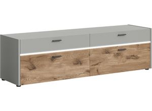 4068222559962 - Lowboard INOSIGN Spezia Breite 185cm in Hellgrau 2 Klappen Schubkästen Sideboards Gr B H T 185 cm x 51 cm x 43 cm grau (hellgrau no x oak nachbildung) Lowboards TV-Board TV-Schrank TV-Bank Fernsehschrank Mediamöbel Mediaboard