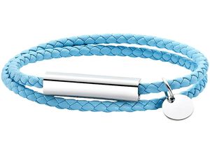 4068222567127 - Armband ANISTON JEWELRY & WATCHES Schmuck Geschenk Mikrofaserleder Edelstahl Armbänder Gr Edelstahl-Lederfaserstoff bunt (edelstahlfarben hellblau) Damen