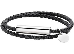 4068222567141 - Armband ANISTON JEWELRY & WATCHES Schmuck Geschenk Mikrofaserleder Edelstahl Armbänder Gr Edelstahl-Lederfaserstoff schwarz (edelstahlfarben schwarz) Damen