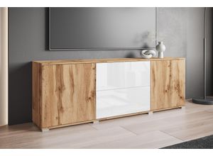 4068222584421 - Lowboard INOSIGN Kenia Sideboards Gr B H T 180 cm x 619 cm x 345 cm weiß (eichefarbe votan hgl) Lowboards Der moderne RTV-Schrank mit 2 Türen und Schubladen Breite 180 cm