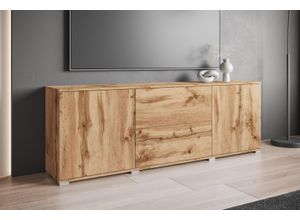 4068222584445 - Lowboard INOSIGN Kenia Sideboards Gr B H T 180 cm x 619 cm x 345 cm braun (eichefarbe votan) Lowboards Der moderne RTV-Schrank mit 2 Türen und Schubladen Breite 180 cm