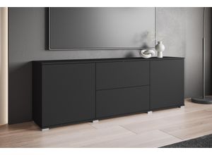 4068222584469 - Lowboard INOSIGN Kenia Sideboards Gr B H T 180 cm x 619 cm x 345 cm schwarz (graphite matt) Lowboards Der moderne RTV-Schrank mit 2 Türen und Schubladen Breite 180 cm