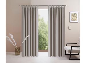 4068222604440 - Vorhang MY HOME Raja Gardinen Gr 295cm Schlaufen 140cm grau (taupe) 2er-Set Bestseller einfarbig modern pflegeleichte Mikrofaser