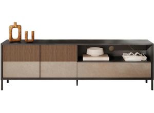 4068222609797 - Lowboard INOSIGN Everest Breite 206 cm TV-Board mit 2 Türen u 1 Schubkasten Sideboards Gr B H T 206 cm x 64 cm x 40 cm 1 grau (lava lehmfarben absetzung mercure (druck)) Lowboards Fernsehtisch TV-Schrank SoftSelf Closing Korpus 22 mm