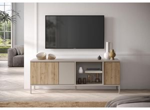 4068222610366 - Lowboard INOSIGN Gent Breite 160 cm TV-Board mit 3 Türen u 2 offenen Fächern Sideboards Gr B H T 160 cm x 59 cm x 43 cm beige (cashmere eiche cadiz nb) TV-Möbel TV-Kommode TV-Schrank Push-to-open Funktion