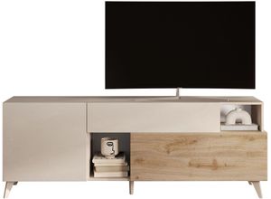 4068222612544 - Lowboard INOSIGN Monaco Breite 181 cm TV-Board mit 1 Tür Klappe u Schubkasten Sideboards Gr B H T 181 cm x 67 cm x 42 cm 1 weiß (cashmere eiche cadiz nb) Lowboards Fernsehtisch TV-Schrank SoftSelf Closing