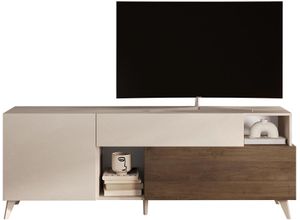 4068222612551 - Lowboard INOSIGN Monaco Breite 181 cm TV-Board mit 1 Tür Klappe u Schubkasten Sideboards Gr B H T 181 cm x 67 cm x 42 cm 1 weiß (cashmere mercure nb holzstruktur) Lowboards Fernsehtisch TV-Schrank SoftSelf Closing