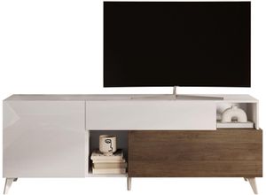 4068222612568 - Lowboard INOSIGN Monaco Breite 181 cm TV-Board mit 1 Tür Klappe u Schubkasten Sideboards Gr B H T 181 cm x 67 cm x 42 cm 1 weiß (weiß hochglanz lack mercure nb holzstruktur) Lowboards Fernsehtisch TV-Schrank SoftSelf Closing