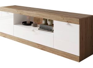 4068222613626 - Lowboard INOSIGN Slim TV-Bank Sideboards Gr B H T 181 cm x 60 cm x 42 cm 1 braun (eiche cadiz nb weiß hochglanz lack) Lowboards Breite 181 cm Hochglanz Lack