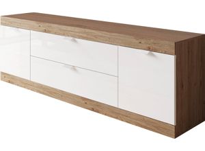 4068222613688 - Lowboard INOSIGN Slim TV-Bank Sideboards Gr B H T 181 cm x 60 cm x 42 cm 2 braun (eiche cadiz nb weiß hochglanz lack) Lowboards Breite 181 cm Hochglanz Lack