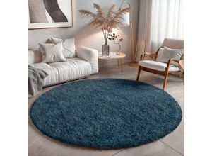 4068222619017 - Teppich MY HOME Banji Teppiche Gr B L 200 cm x 290 cm 37 mm 1 St blau (dunkelblau) Esszimmerteppiche Uni Farben weich und flauschig auch als Läufer & in rund erhältlich