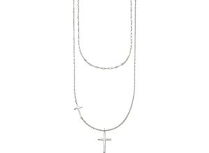 4068222636588 - Kette mit Anhänger ANISTON JEWELRY & WATCHES Schmuck Geschenk Silber 925 Layerkette Kreuzanhänger Halsketten Gr Silber 925 (Sterlingsilber) Länge 50 cm-40 cm Breite 06 mm silberfarben Damen