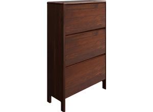 4068222651543 - Schuhschrank HOME AFFAIRE Luven Schränke Gr B H T 82 cm x 130 cm x 34 cm Komplettausführung braun (dunkelbraun) Schuhschränke zertifiziertes Massivholz mit 3 Klappen