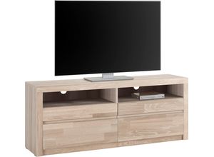 4068222662983 - Lowboard HOME AFFAIRE Silkeborg Sideboards Gr B H T 140 cm x 55 cm x 35 cm Holzwerkstoff eichefarben weiß gekalkt (Korpsu)   Massivholz Eiche weiß gekalkt (Front) braun (eiche weiß gekalkt teilmassiv) Lowboards Breite 140 cm