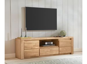 4068222663522 - Lowboard HOME AFFAIRE Burani Sideboards Gr B H T 160 cm x 48 cm x 35 cm Holzwerkstoff eichefarben (Korpus)   Massivholz Eiche (Front) 1 braun (eiche teilmassiv) Lowboards grifflose Optik Fernsehtisch