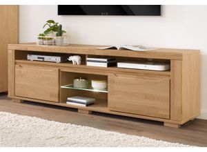 4068222663843 - Lowboard HOME AFFAIRE Denis Sideboards Gr B H T 160 cm x 52 cm x 40 cm Holzwerkstoff eichefarben (Korpus)   Massivholz Eiche (Front) braun (eiche teilmassiv) Lowboards Breite 160 cm